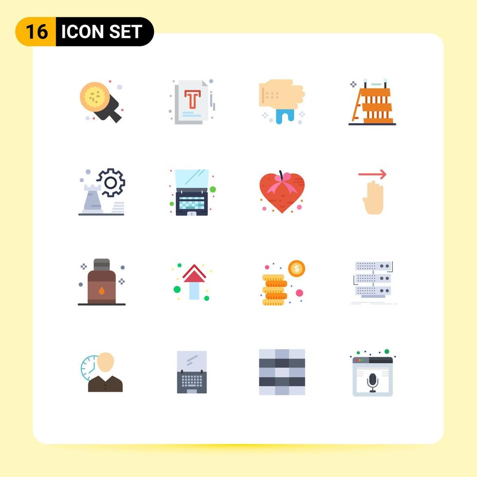 Modern Set of 16 Flat Colors Pictograph of business tools optimization equipment barrier Editable Pack of Creative Vector Design Elements
