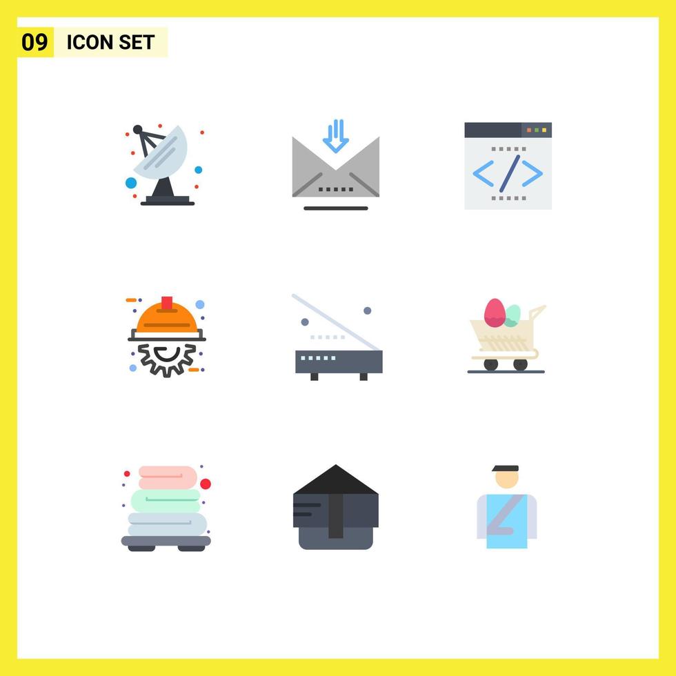 Set of 9 Vector Flat Colors on Grid for electronic devices interface project engineer Editable Vector Design Elements