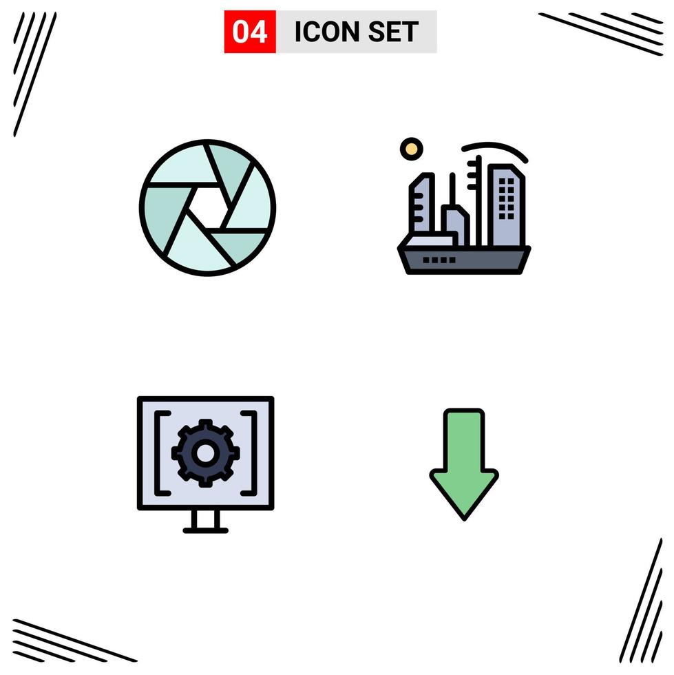 4 Creative Icons Modern Signs and Symbols of aperture contact photo colony help Editable Vector Design Elements