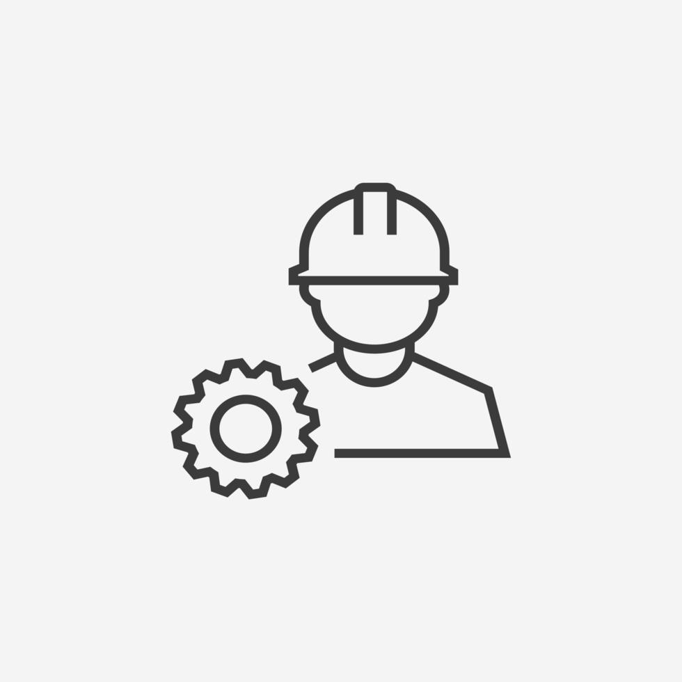 engineer icon with cogwheel, work, industry icon vector isolated symbol sign