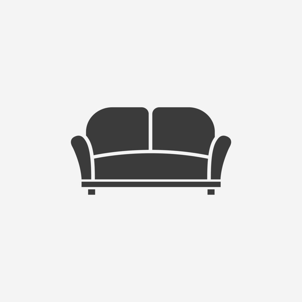 muebles, sofá icono vector símbolo aislado signo