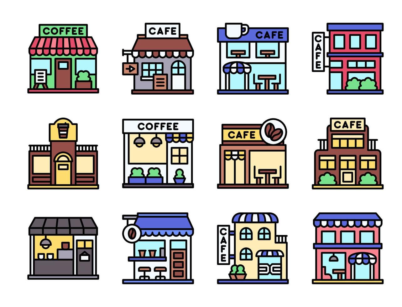 conjunto de iconos llenos de cafetería 5, ilustración vectorial vector