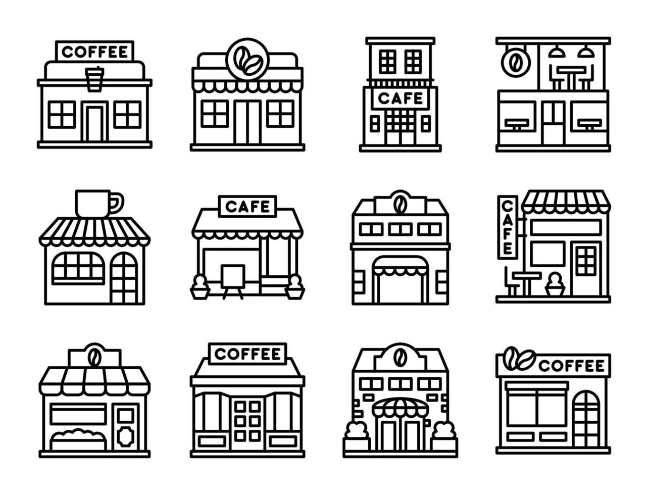 Coffee shop line icon set, vector illustration