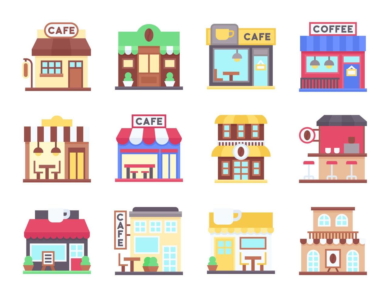 conjunto de iconos planos de cafetería 3, ilustración vectorial vector