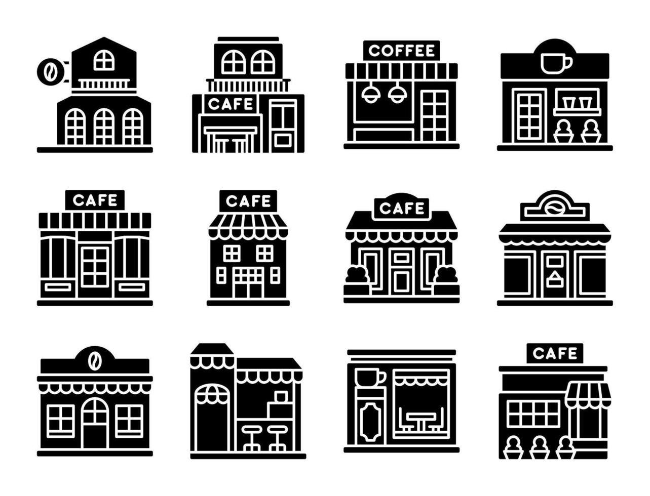 Coffee shop solid icon set 4, vector illustration