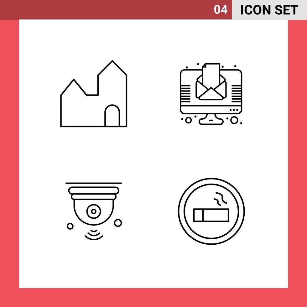 paquete de línea de 4 símbolos universales del boletín de la industria de Internet de fábrica iot elementos de diseño vectorial editables vector