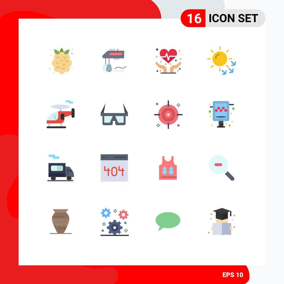 conjunto de 16 iconos de interfaz de usuario modernos símbolos signos para vehículo helicóptero cardiograma cuidado de la piel piel seca paquete editable de elementos de diseño de vectores creativos