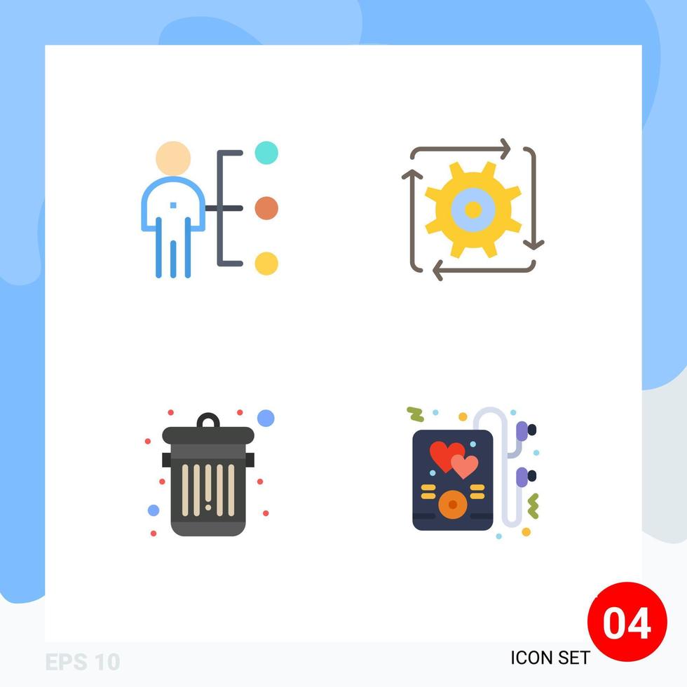 Modern Set of 4 Flat Icons Pictograph of abilities operation person automation dustbin Editable Vector Design Elements