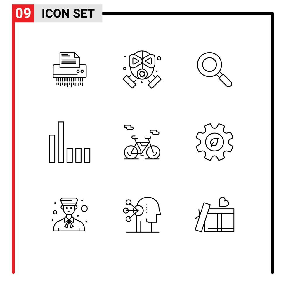 9 Thematic Vector Outlines and Editable Symbols of bike phone firefighter connection research Editable Vector Design Elements