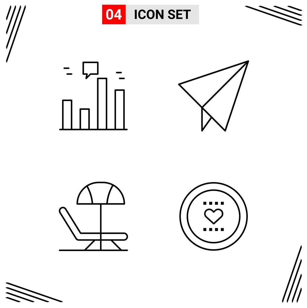 4 iconos estilo de línea cuadrícula basada en símbolos de contorno creativo para el diseño de sitios web signos de icono de línea simple aislados en fondo blanco 4 conjunto de iconos vector