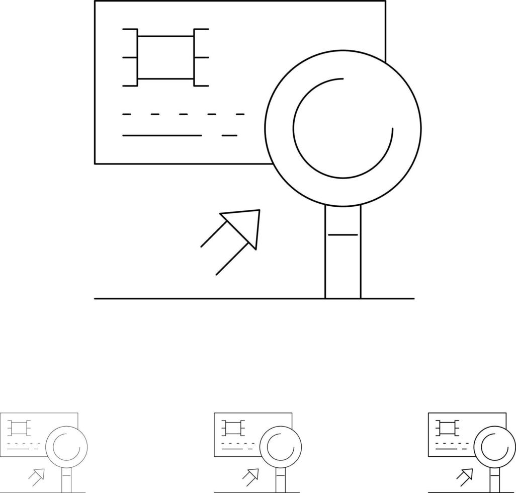 Analysis Banking Card Detection Fraud Bold and thin black line icon set vector