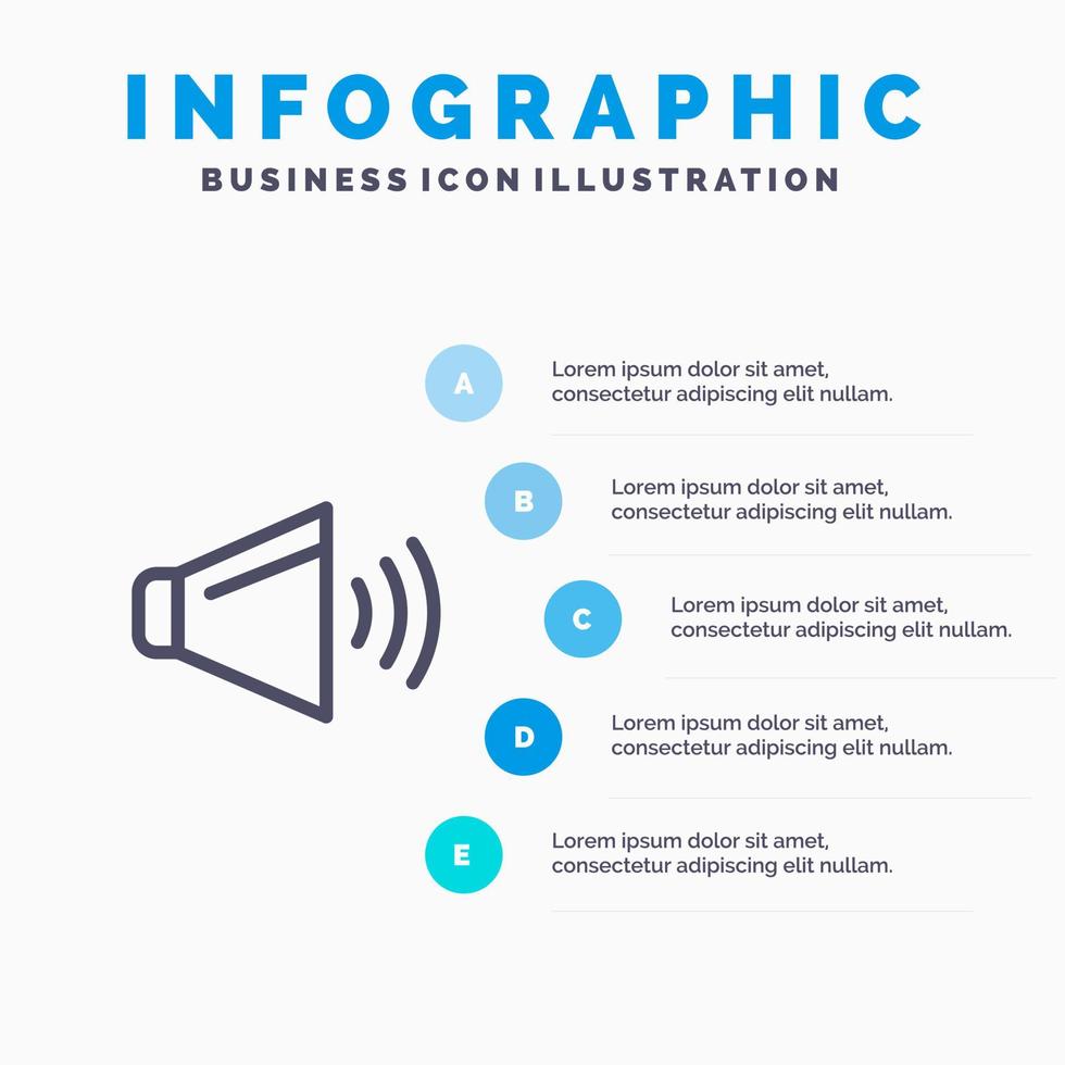Sound Speaker Volume On Line icon with 5 steps presentation infographics Background vector