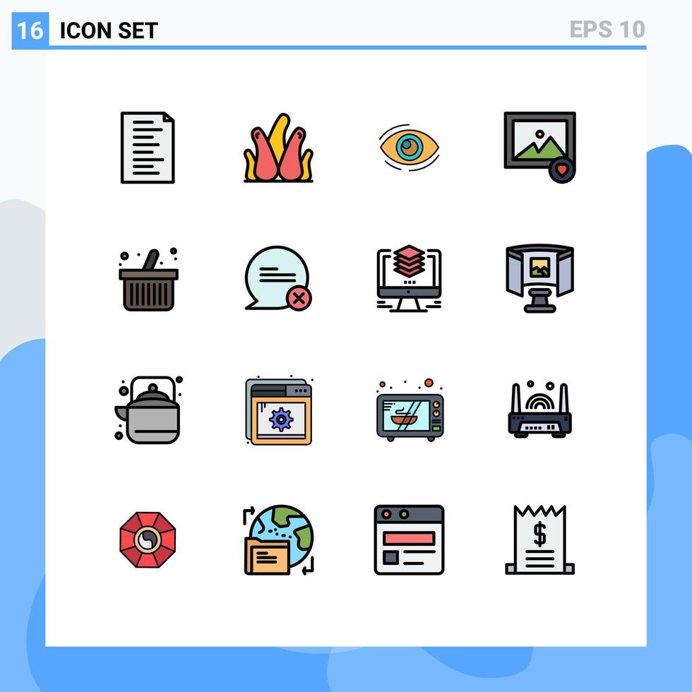 User Interface Pack of 16 Basic Flat Color Filled Lines of cart image find favorite see Editable Creative Vector Design Elements