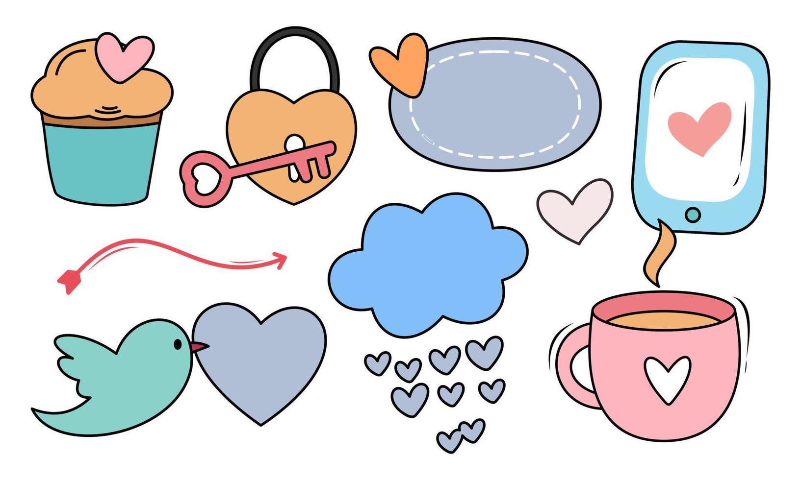 Assortment of colorful elements ready for valentine's day vector