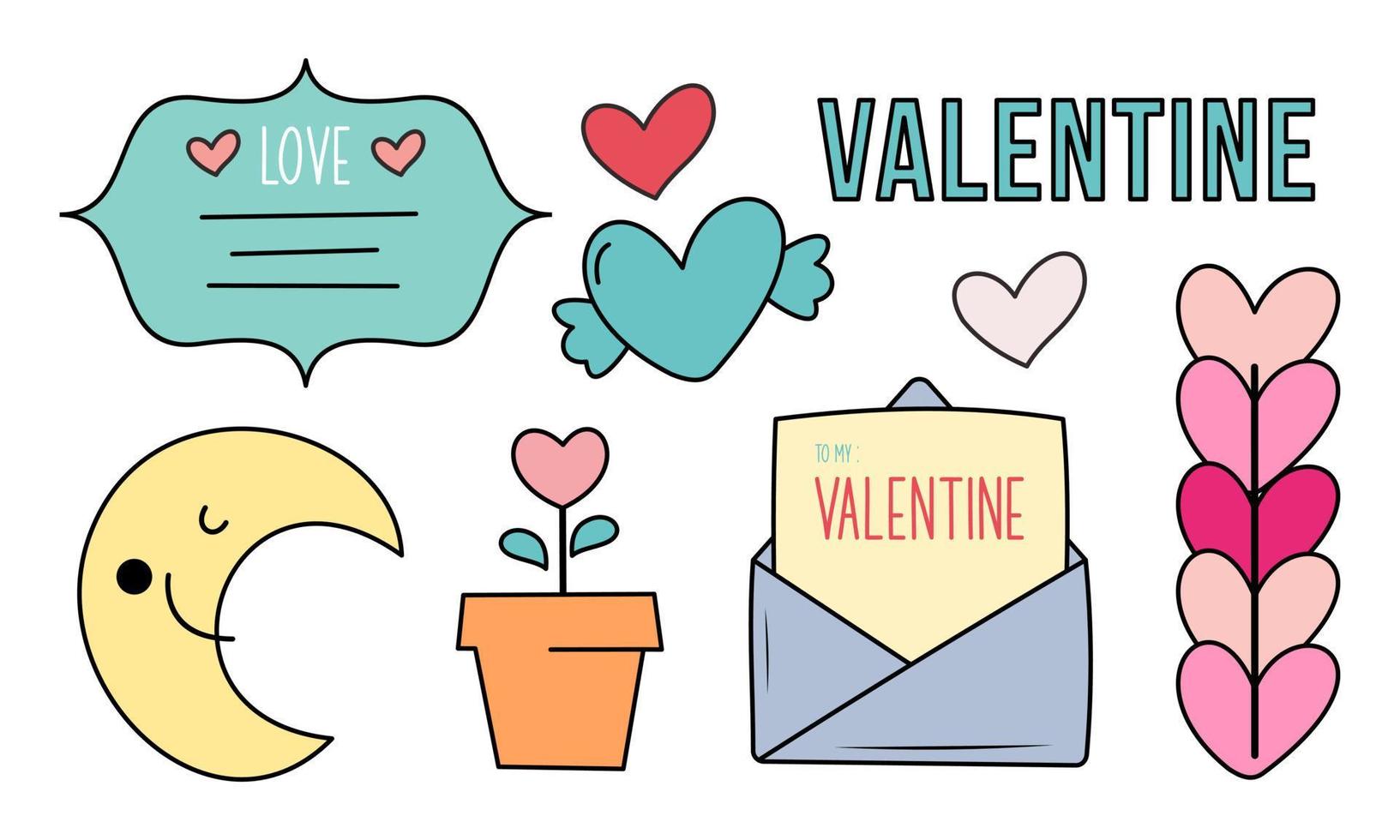 Assortment of colorful elements ready for valentine's day vector