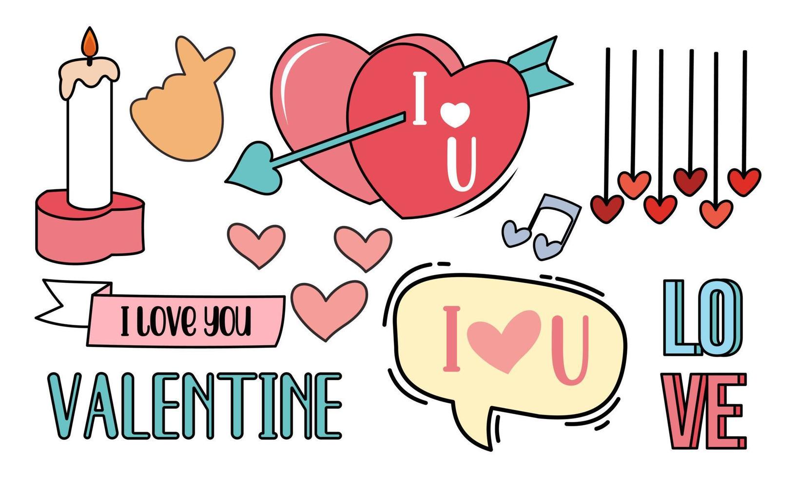 Assortment of colorful elements ready for valentine's day vector