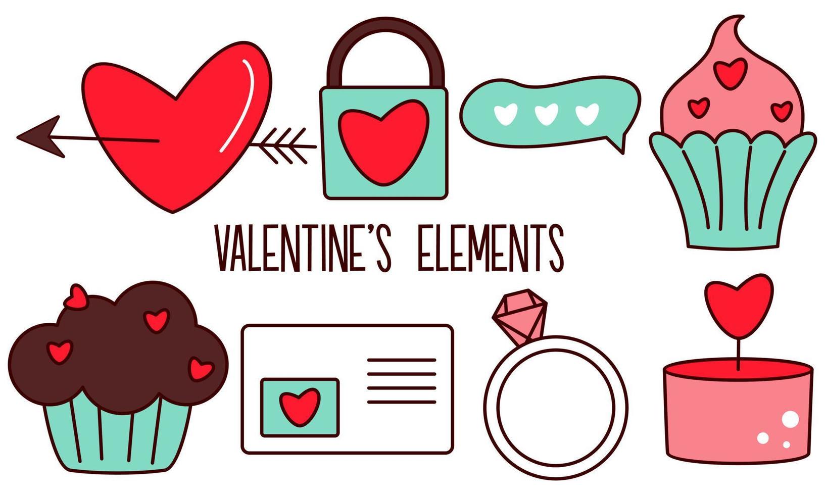Assortment of colorful elements ready for valentine's day vector
