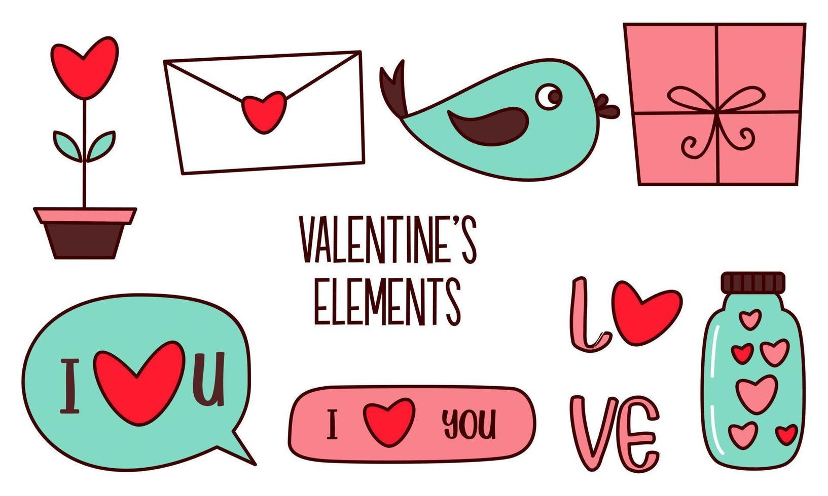Assortment of colorful elements ready for valentine's day vector