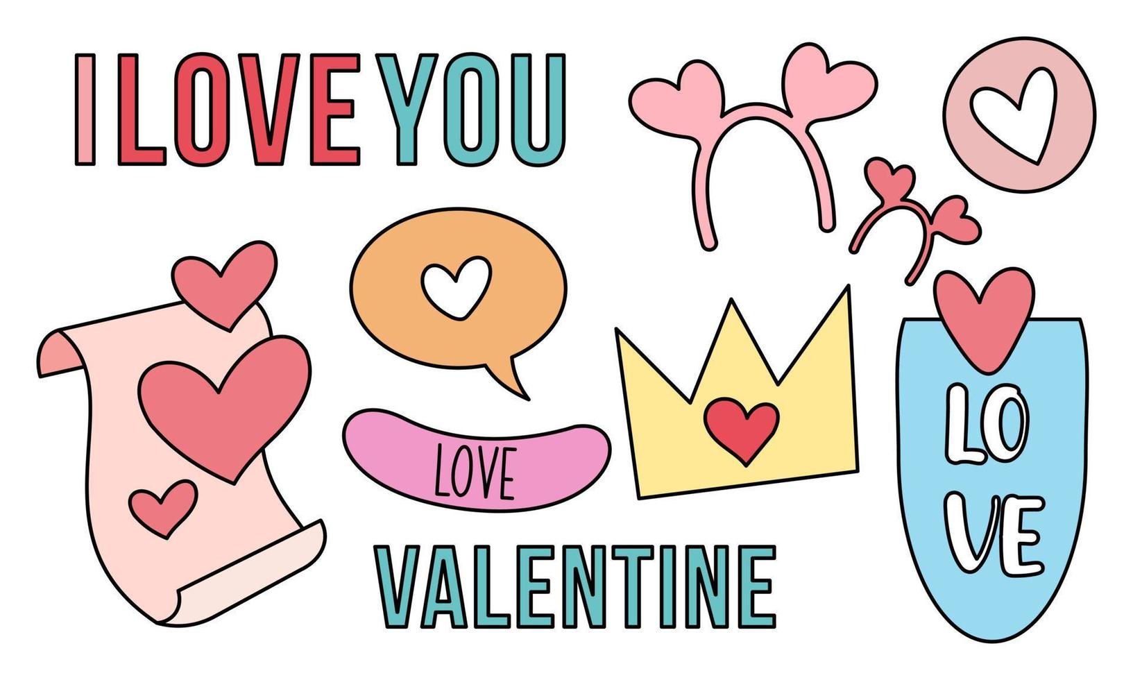 Assortment of colorful elements ready for valentine's day vector