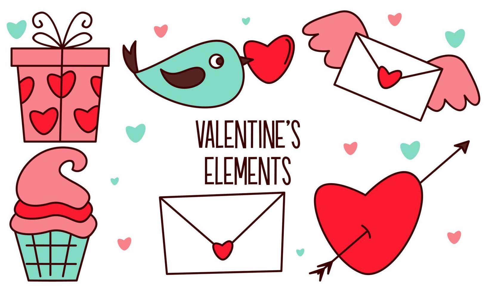 Assortment of colorful elements ready for valentine's day vector