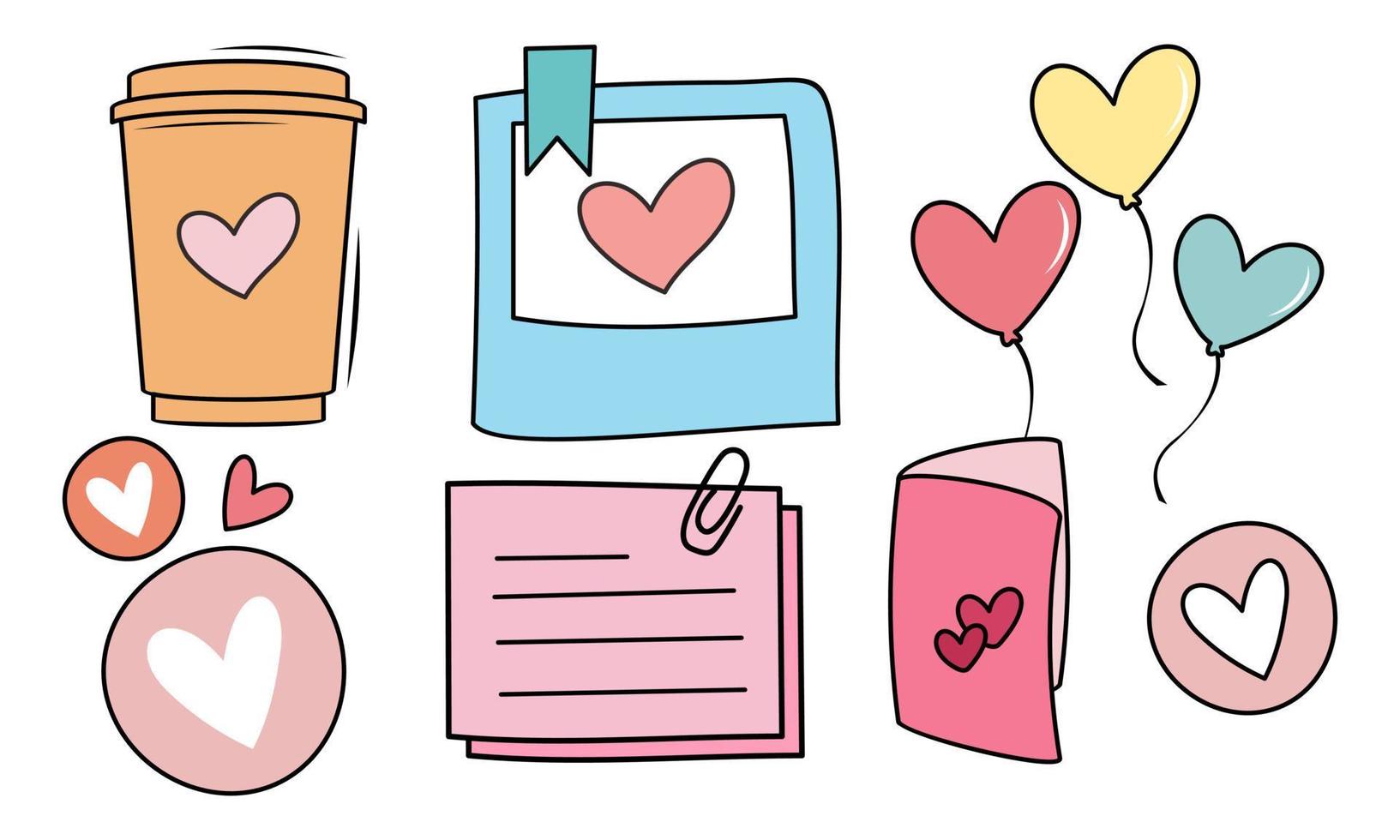 Assortment of colorful elements ready for valentine's day vector