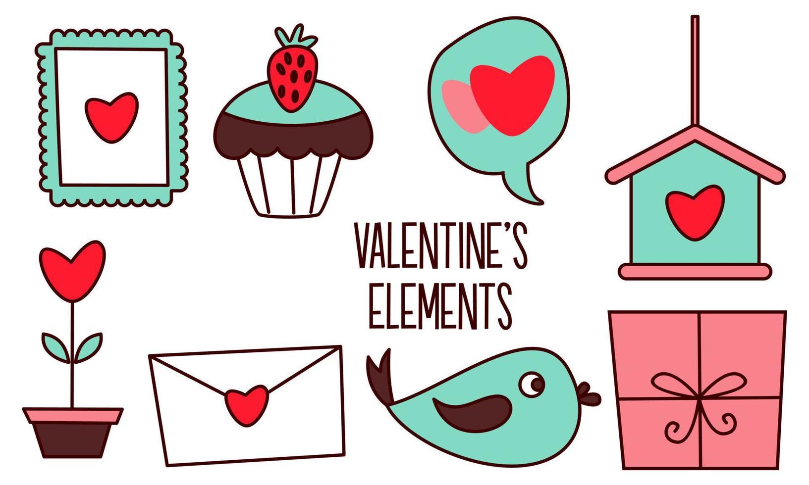 Assortment of colorful elements ready for valentine's day vector