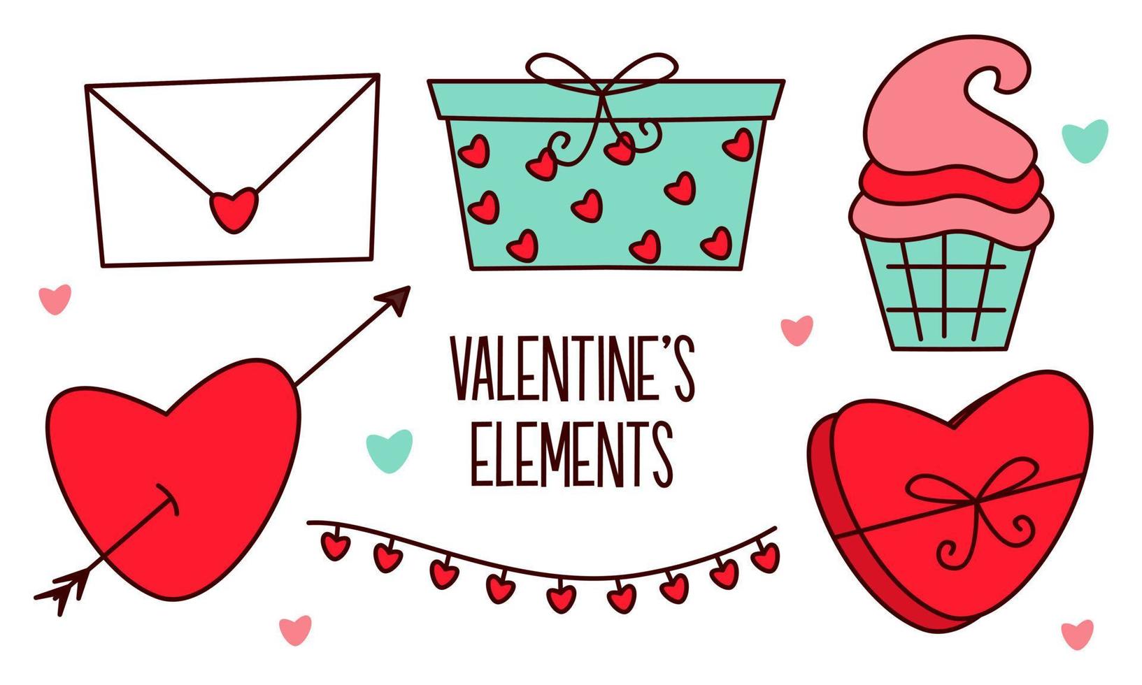 Assortment of colorful elements ready for valentine's day vector