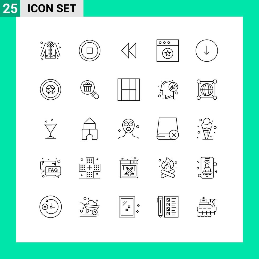 Modern Set of 25 Lines and symbols such as download arrow control mac app Editable Vector Design Elements