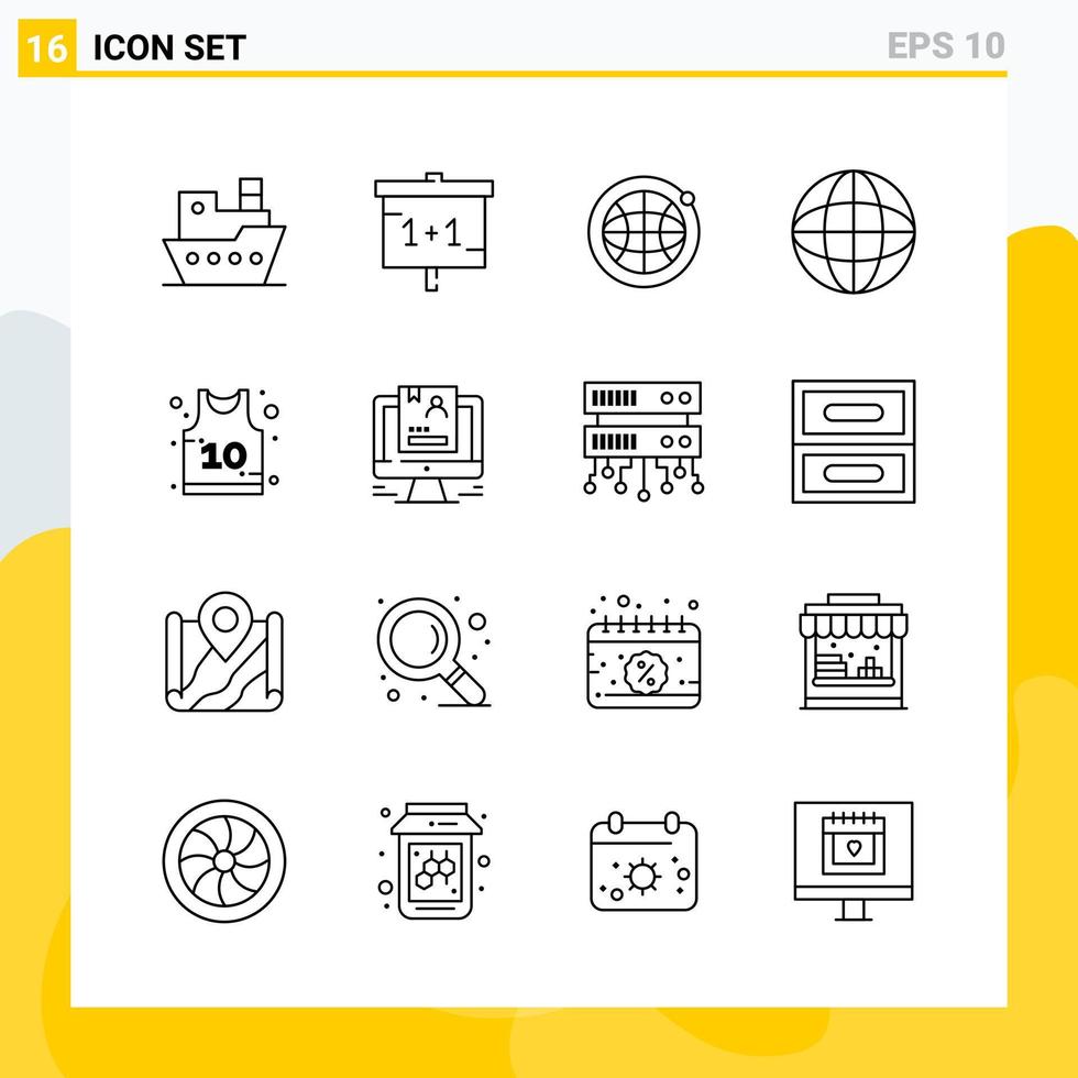 Collection of 16 Universal Line Icons Icon Set for Web and Mobile Creative Black Icon vector background