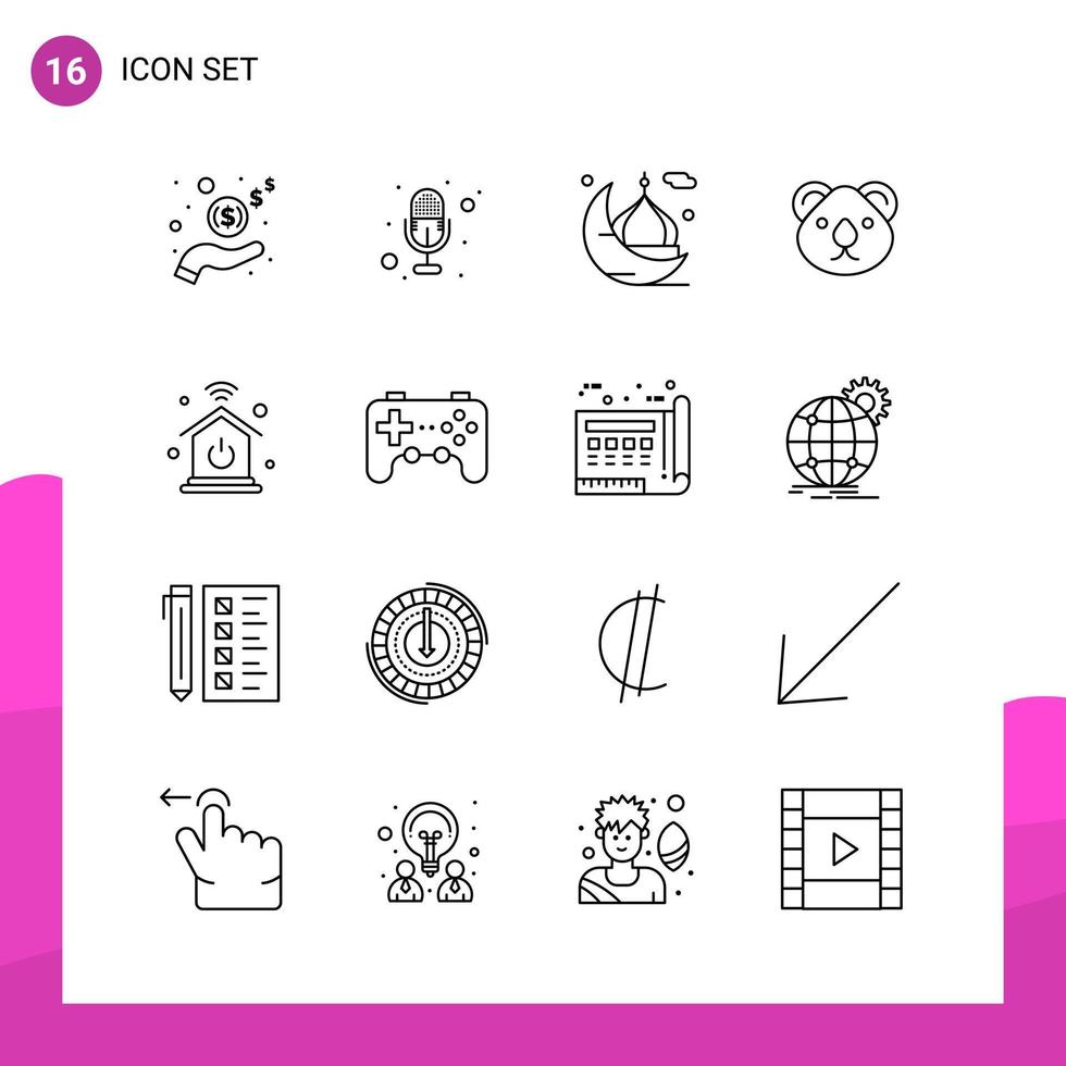 Outline Icon set Pack of 16 Line Icons isolated on White Background for responsive Website Design Print and Mobile Applications Creative Black Icon vector background
