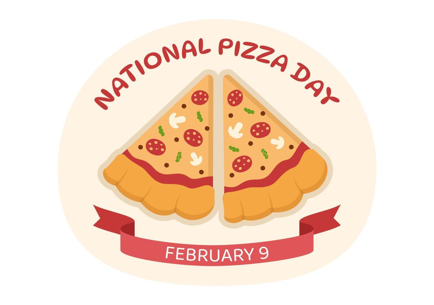 día nacional de la pizza en la celebración del 9 de febrero consumiendo varias rebanadas en dibujos animados planos estilo fondo plantillas dibujadas a mano ilustración vector