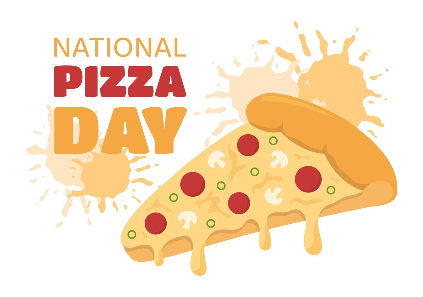 día nacional de la pizza en la celebración del 9 de febrero consumiendo varias rebanadas en dibujos animados planos estilo fondo plantillas dibujadas a mano ilustración vector