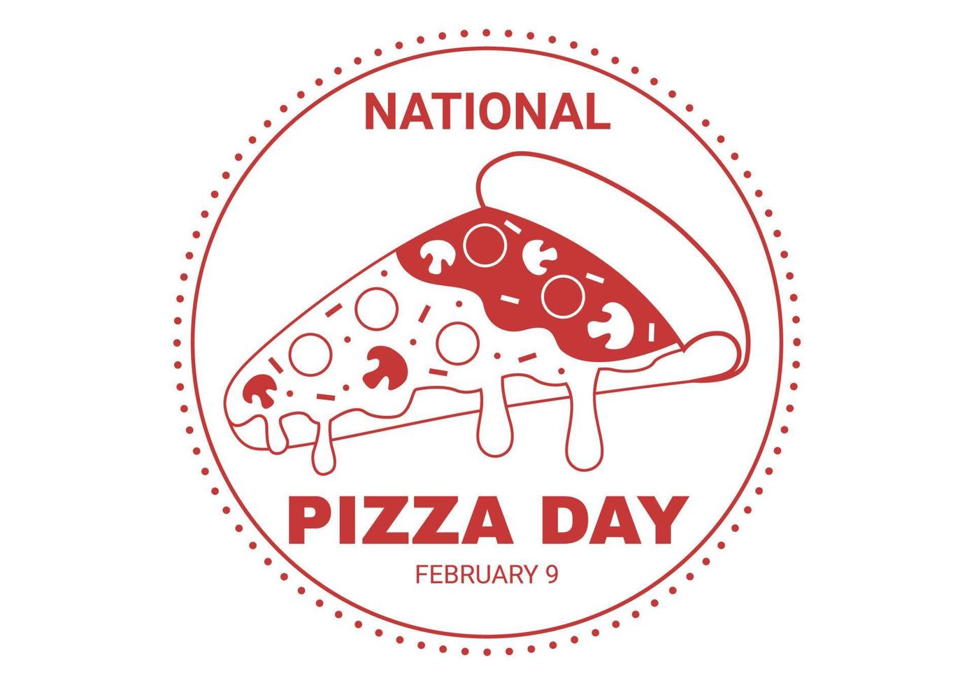 National Pizza Day on Celebration February 9 by Consuming Various Slice in Flat Cartoon Style Background Hand Drawn Templates Illustration vector