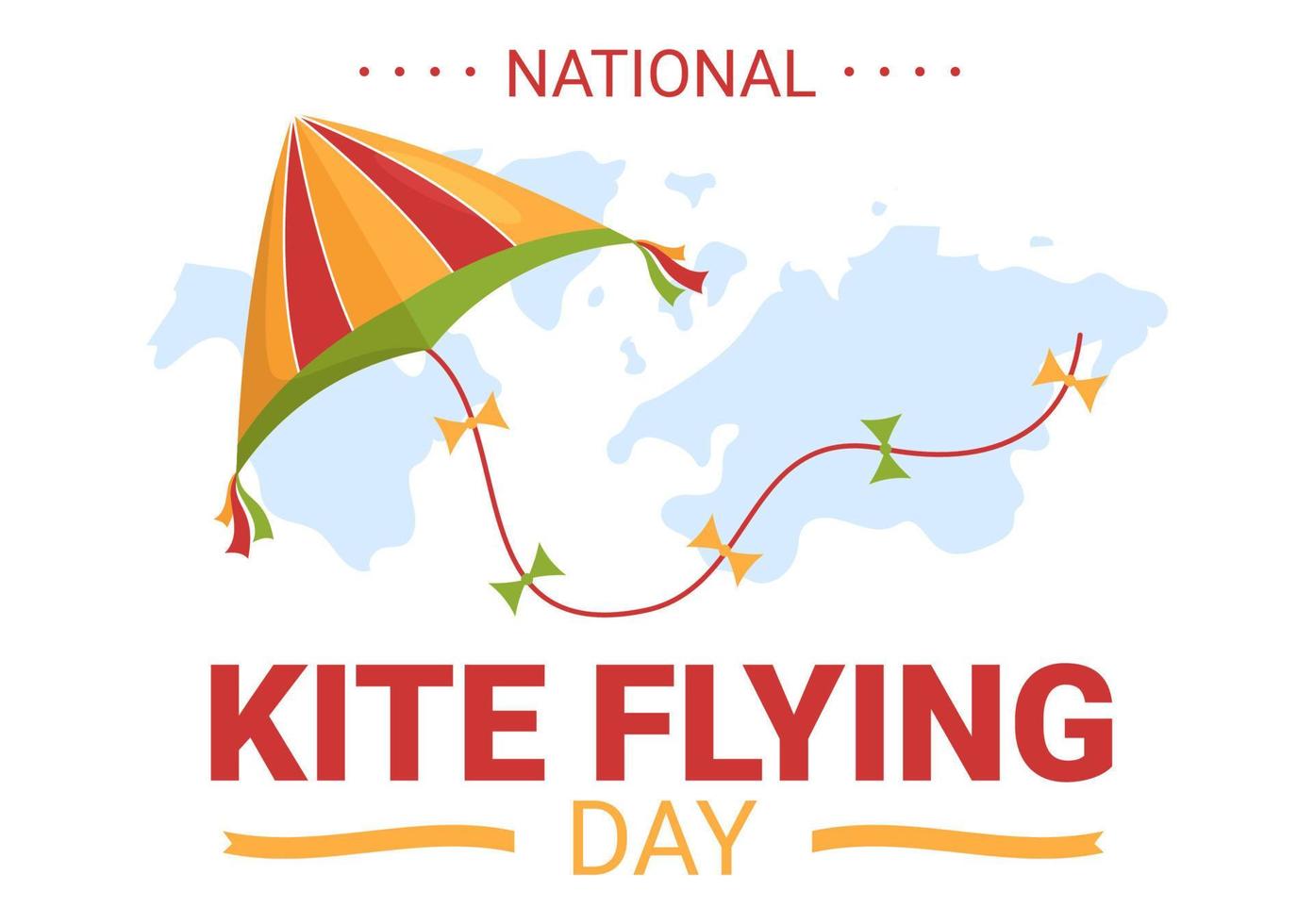 National Kite Flying Day on February 8 of Sunny Sky Background in Kids Summer Leisure Activity in Flat Cartoon Hand Drawn Templates Illustration vector