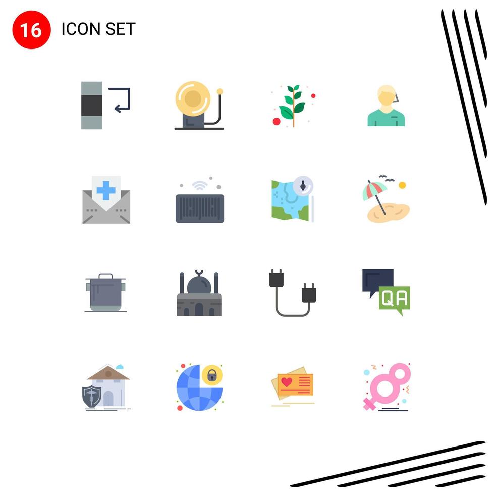 16 iconos creativos signos y símbolos modernos de correo fitness paz enfermedad juez de línea paquete editable de elementos creativos de diseño de vectores