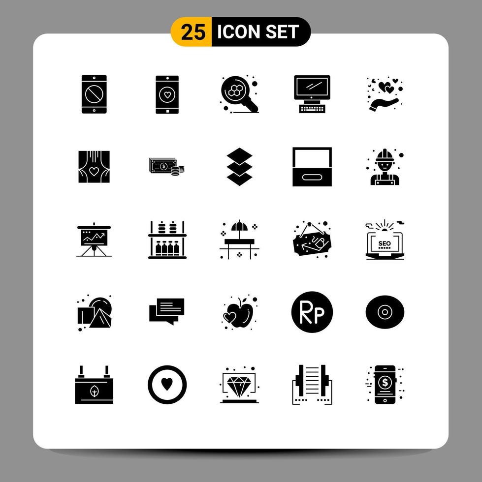 25 glifos sólidos vectoriales temáticos y símbolos editables del monitor imac como elementos de diseño vectorial editables de informática vector