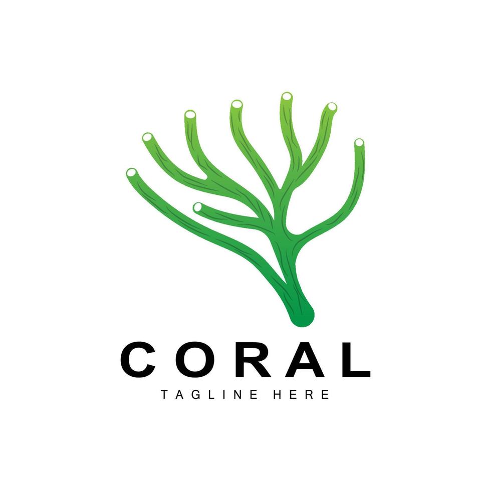 Coral Logo, Sea Plants Place Marine Animals, Ocean Vector, Seaweed Icons vector