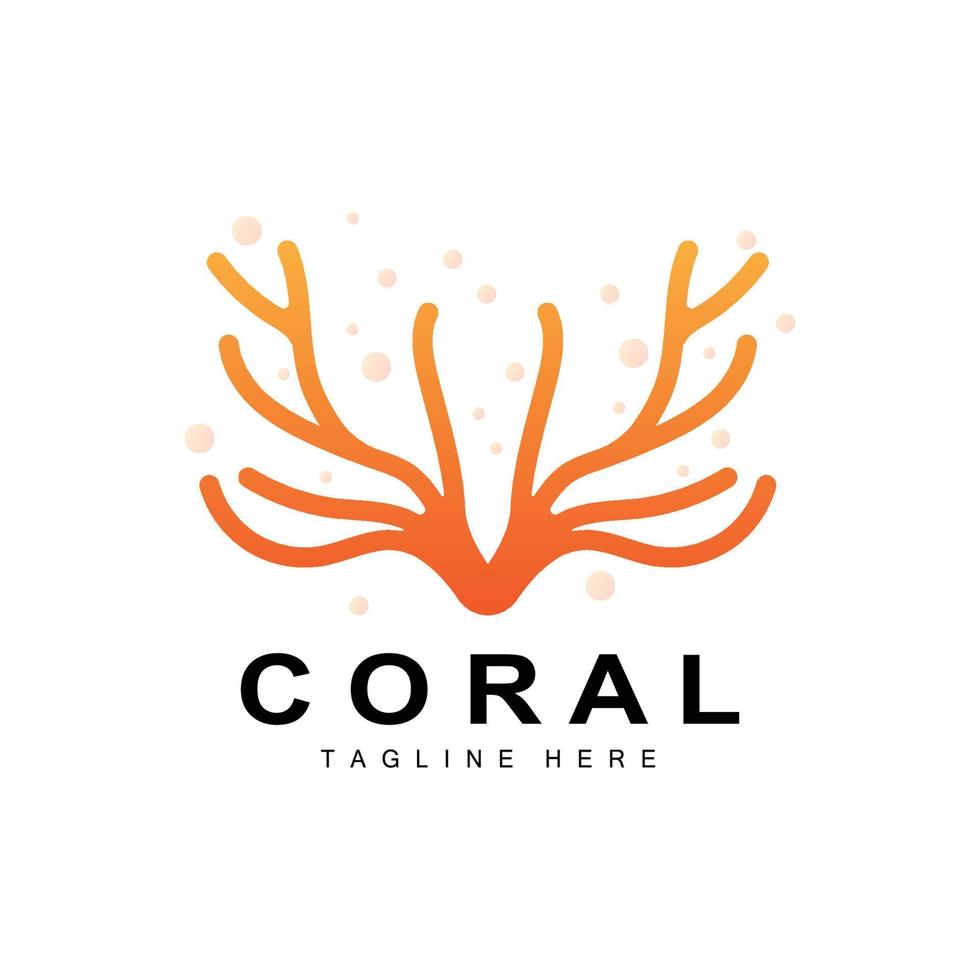 logotipo de coral, plantas marinas colocan animales marinos, vectores oceánicos, íconos de algas marinas