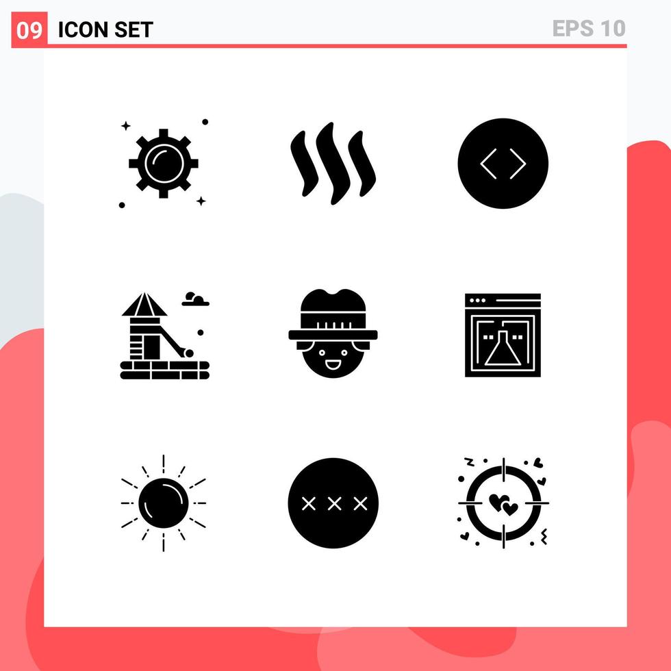 Universal Icon Symbols Group of 9 Modern Solid Glyphs of man farmer currency park slider Editable Vector Design Elements