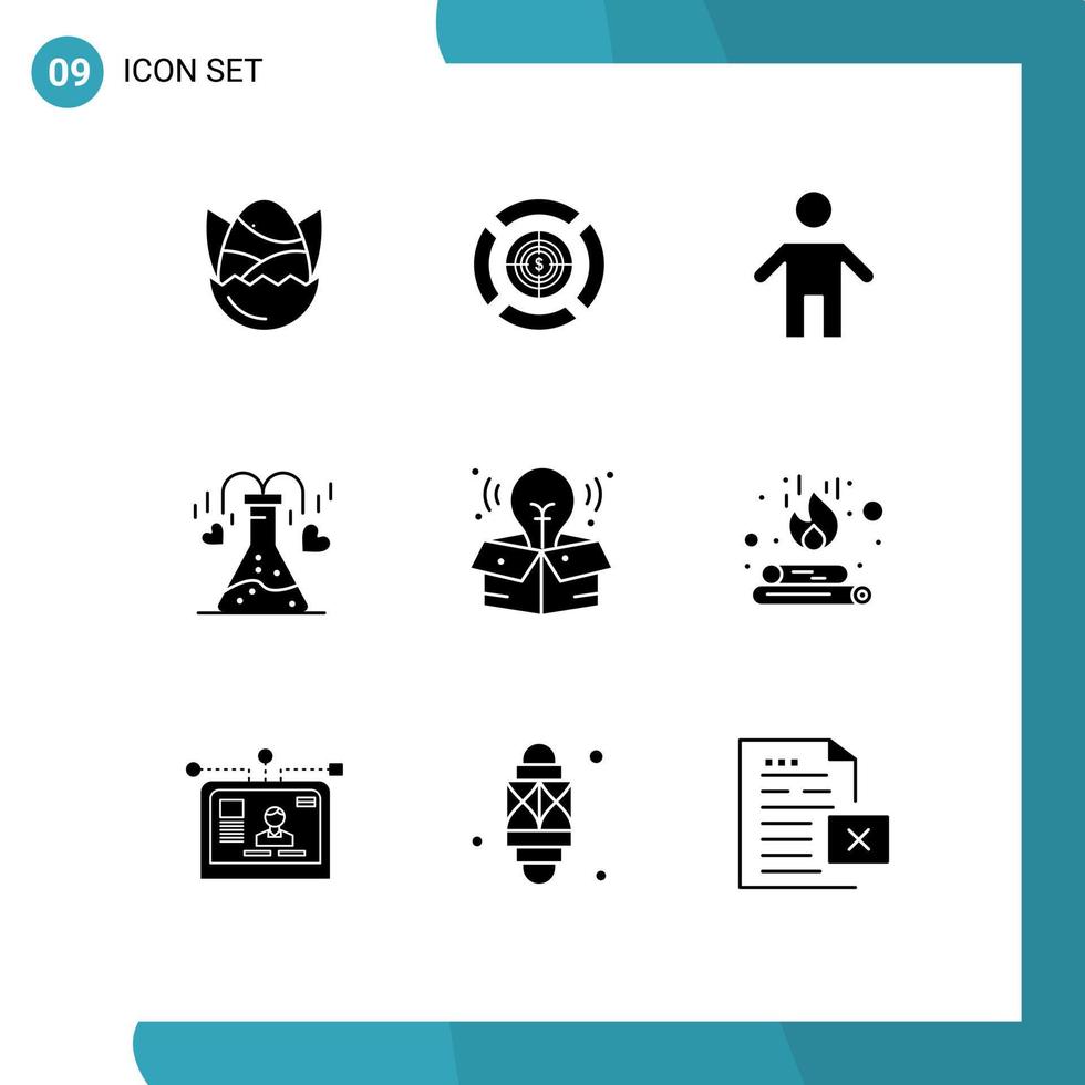 9 Creative Icons Modern Signs and Symbols of creative heart dollar flask people Editable Vector Design Elements