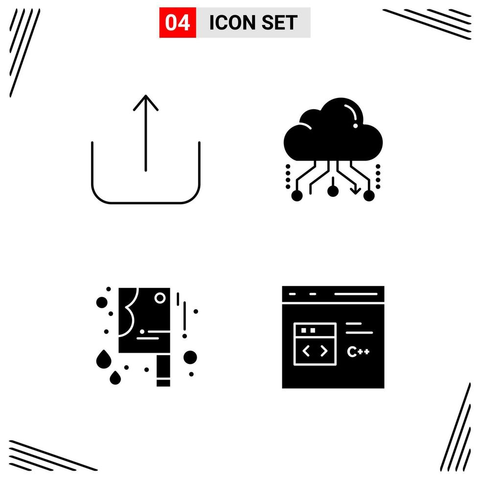 4 iconos estilo sólido cuadrícula basada en símbolos de glifos creativos para el diseño de sitios web signos de iconos sólidos simples aislados en fondo blanco 4 conjunto de iconos fondo de vector de icono negro creativo