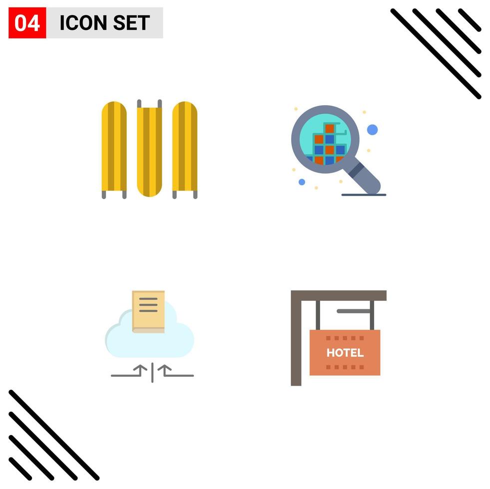Stock Vector Icon Pack of 4 Line Signs and Symbols for document notebook design cloud hanging Editable Vector Design Elements