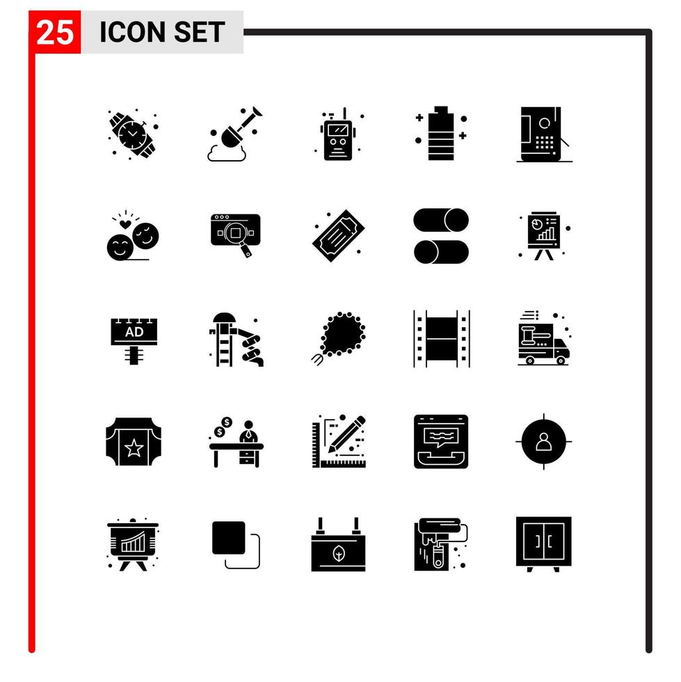 paquete de iconos de vectores de stock de 25 signos y símbolos de línea para elementos de diseño de vectores editables de energía de energía de walkie talkie de cubo de diseño