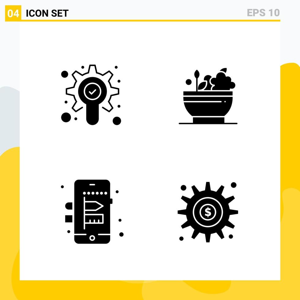 Collection of 4 Universal Solid Icons Icon Set for Web and Mobile Creative Black Icon vector background