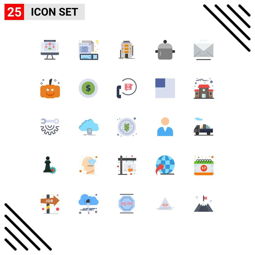 Universal Icon Symbols Group of 25 Modern Flat Colors of kitchen drink file cooking hostel Editable Vector Design Elements