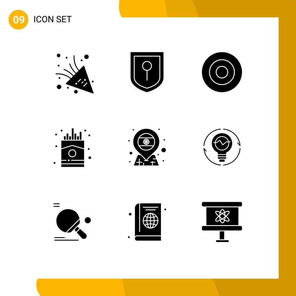 conjunto de 9 iconos de interfaz de usuario modernos símbolos signos para símbolos de bandera de bulbo elementos de diseño vectorial editables en francés de país vector