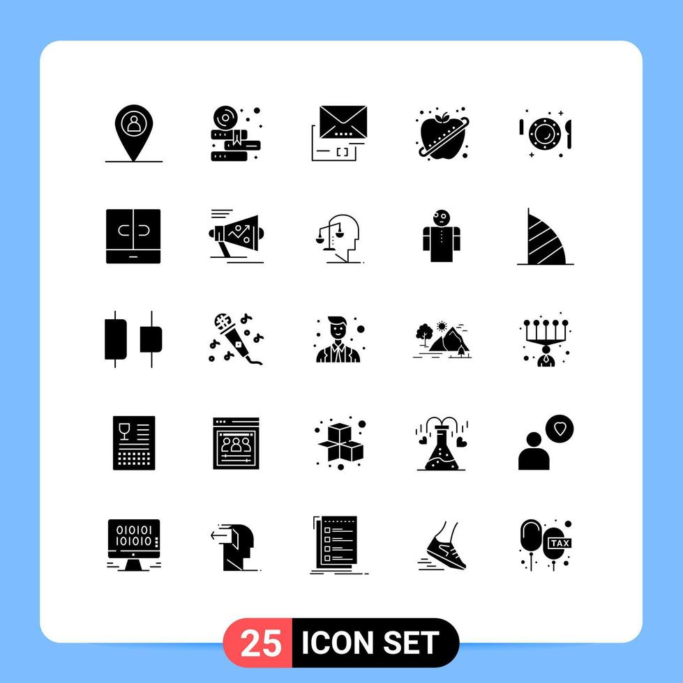 paquete de iconos vectoriales de stock de 25 signos y símbolos de línea para el documento del plato de la cena elementos de diseño vectorial editables de fruta de fitness vector