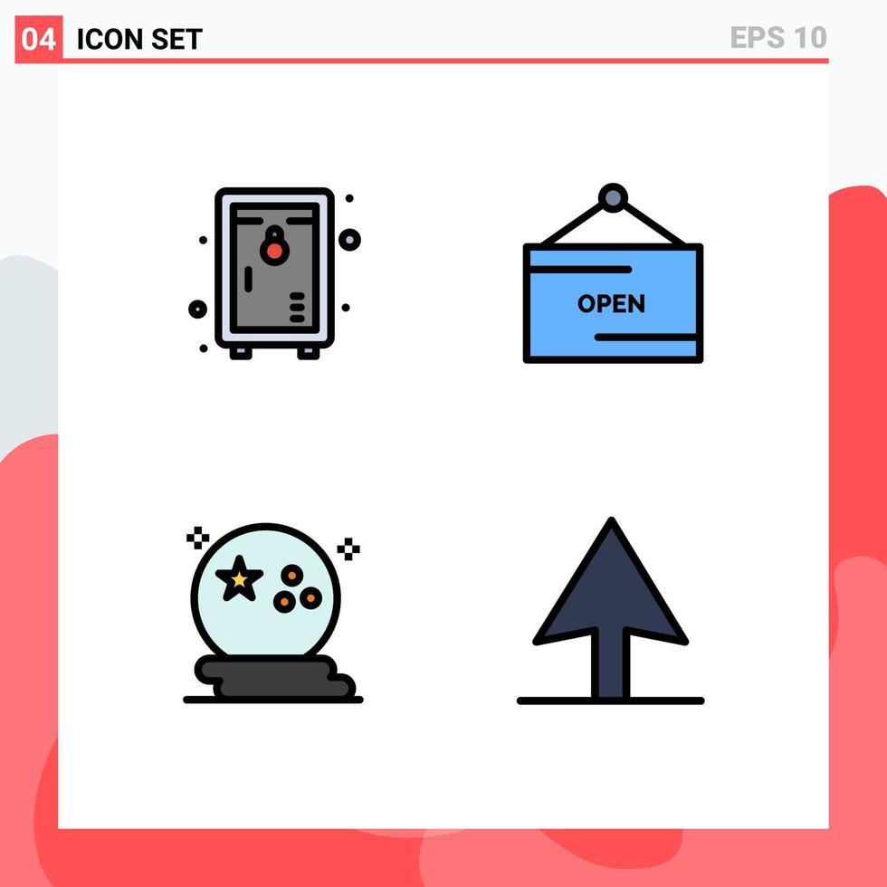 Universal Icon Symbols Group of 4 Modern Filledline Flat Colors of locker halloween garden open night Editable Vector Design Elements