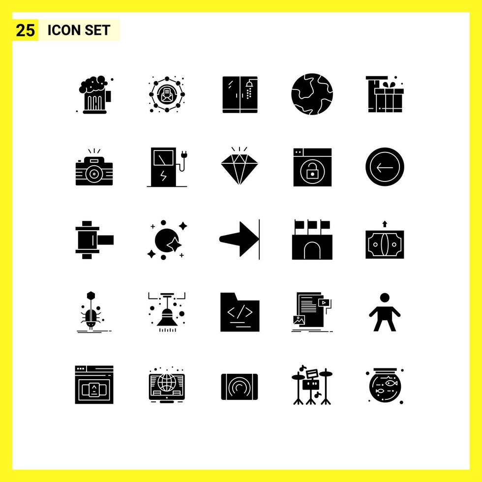 25 Creative Icons Modern Signs and Symbols of package gift plumbing discovery world Editable Vector Design Elements