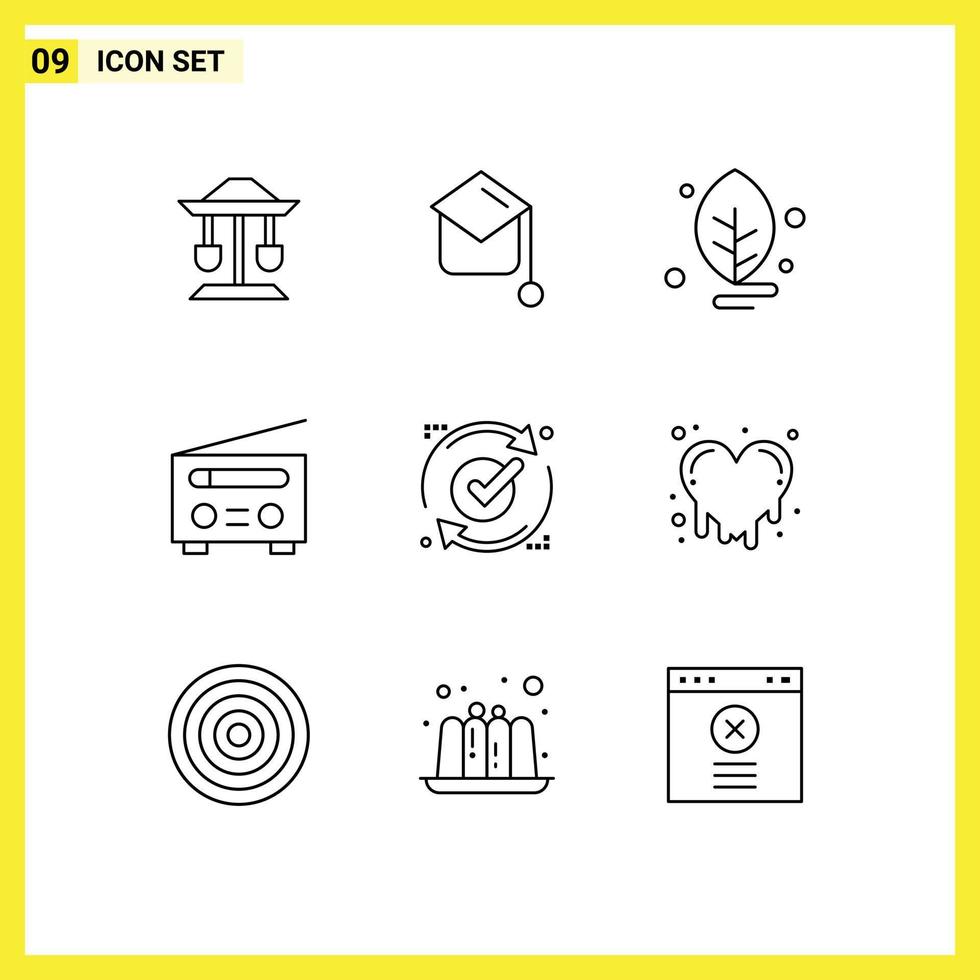 Modern Set of 9 Outlines and symbols such as report user biology radio device Editable Vector Design Elements